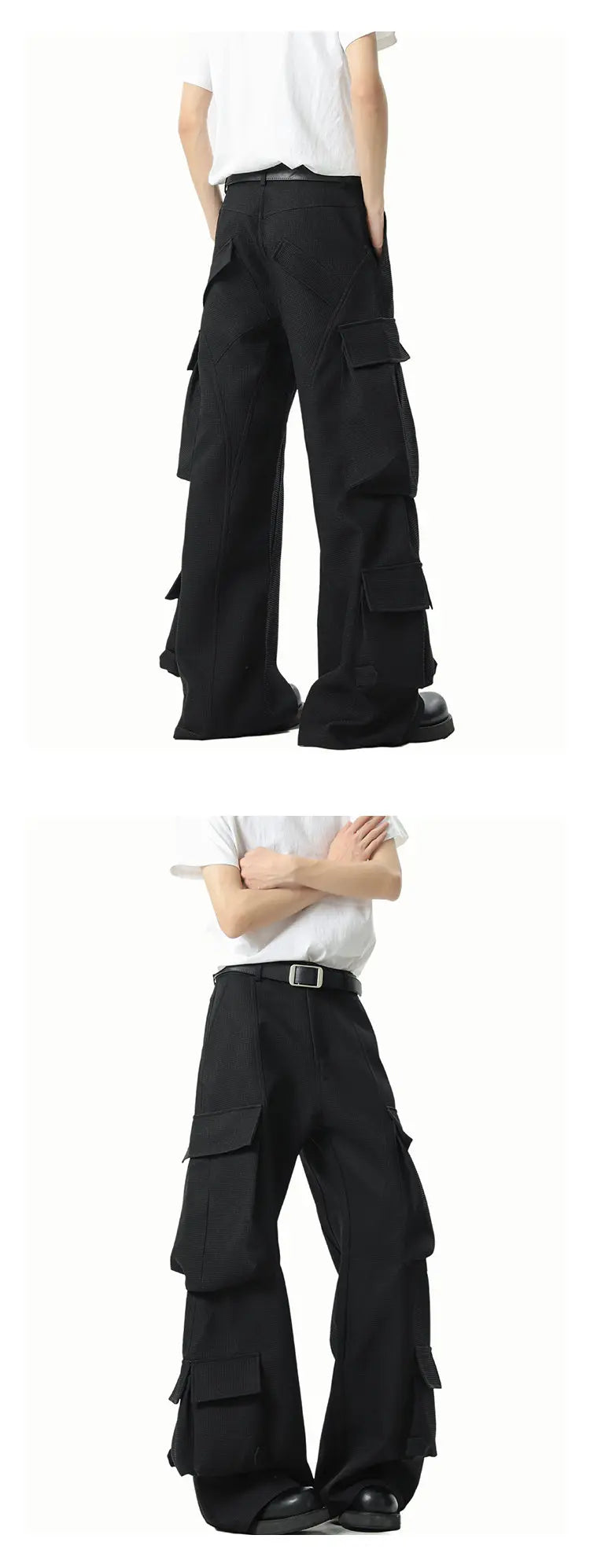 Men Loose Fit Cargo Pants Workwear Trousers Multi Pocket Outdoor Casual Joggers Streetwear Hip Hop Drop Crotch Trousers for Men