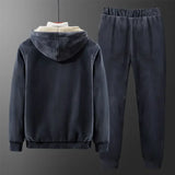 Men Set Sports Suit Fleece Thickened Sportswear Hooded Sweat shirt+Pant 2-piece Sets Casual Men Tracksuit Winter male Tracksuit