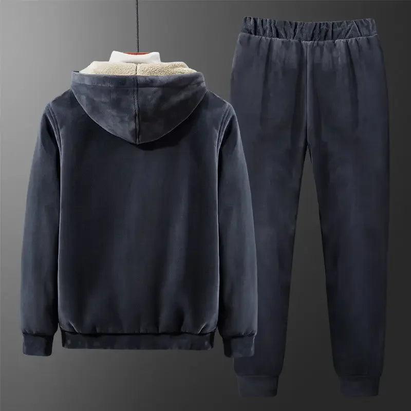 Sportswear Men Set Sports Suit Fleece Thickened Hooded Sweat Shirt+Pant 2-piece Sets Casual Men Tracksuit Winter Male Tracksuit