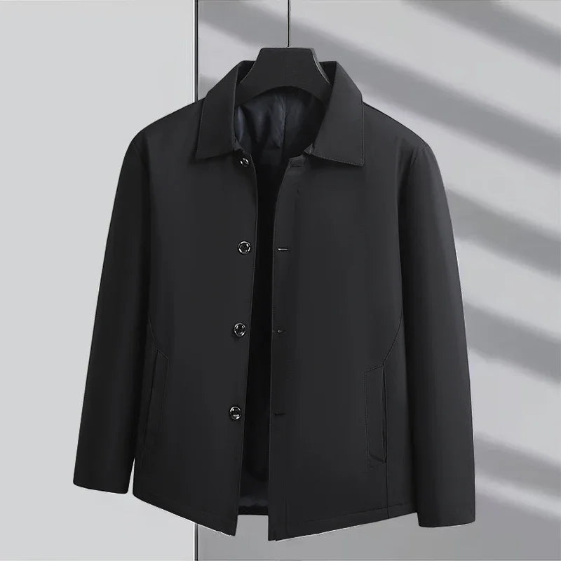 Business Casual Jackets for Men Turn Down Collar Solid Jacket Autumn Korean Work Wear Mens Windbreaker Jacket Winter Coats Men