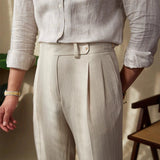 Light Luxury Men's Naples Draped Suit Pants Casual Solid Color Straight Premium Quality Dress Pants Wedding Banquet Business