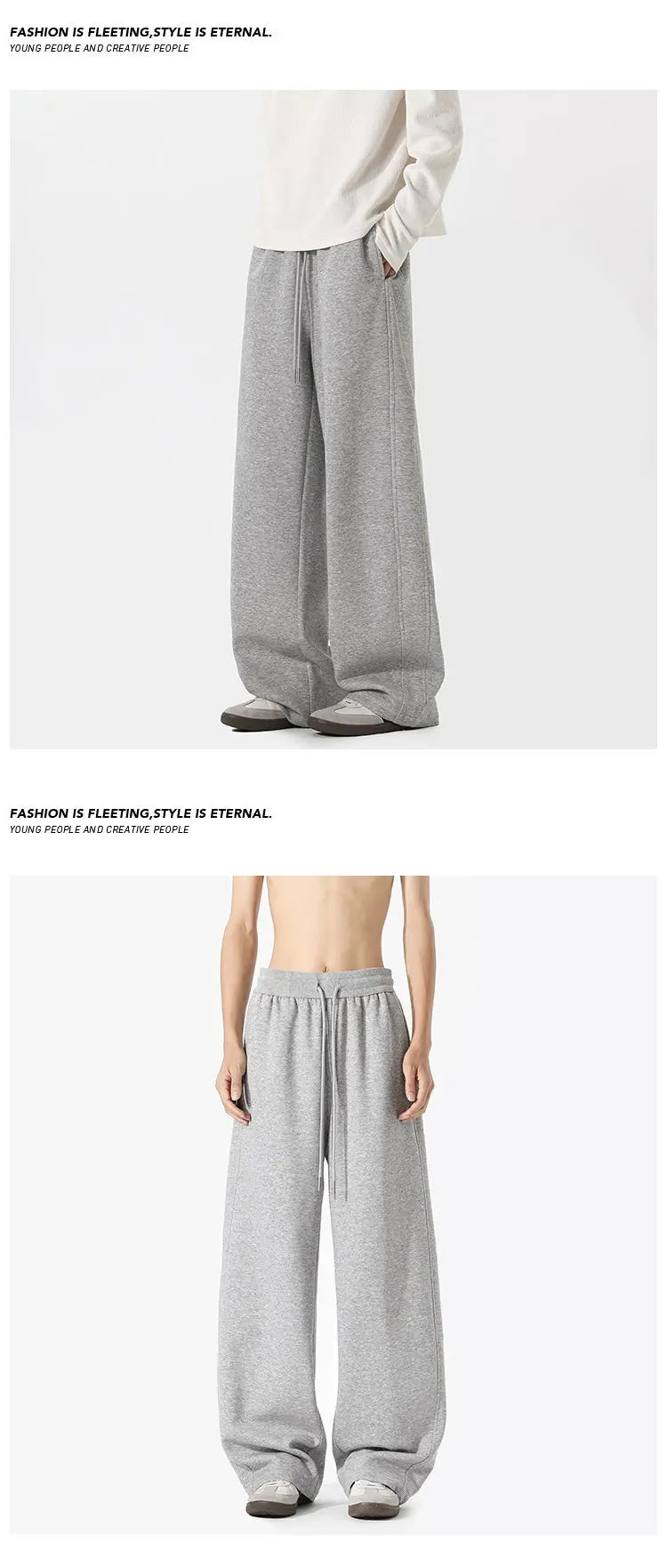 Sweatpants Men Straight Casual Pants Loose Fit Elastic Waistband Drawstring Tapered Outdoor Joggers Patchwork Athletic Trousers