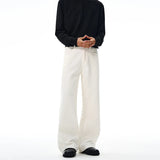 100% Cotton Men's Loose Casual Pants Autumn New Fashion Comfortable Wide-leg Oversized Trousers Streetwear White Khaki Black