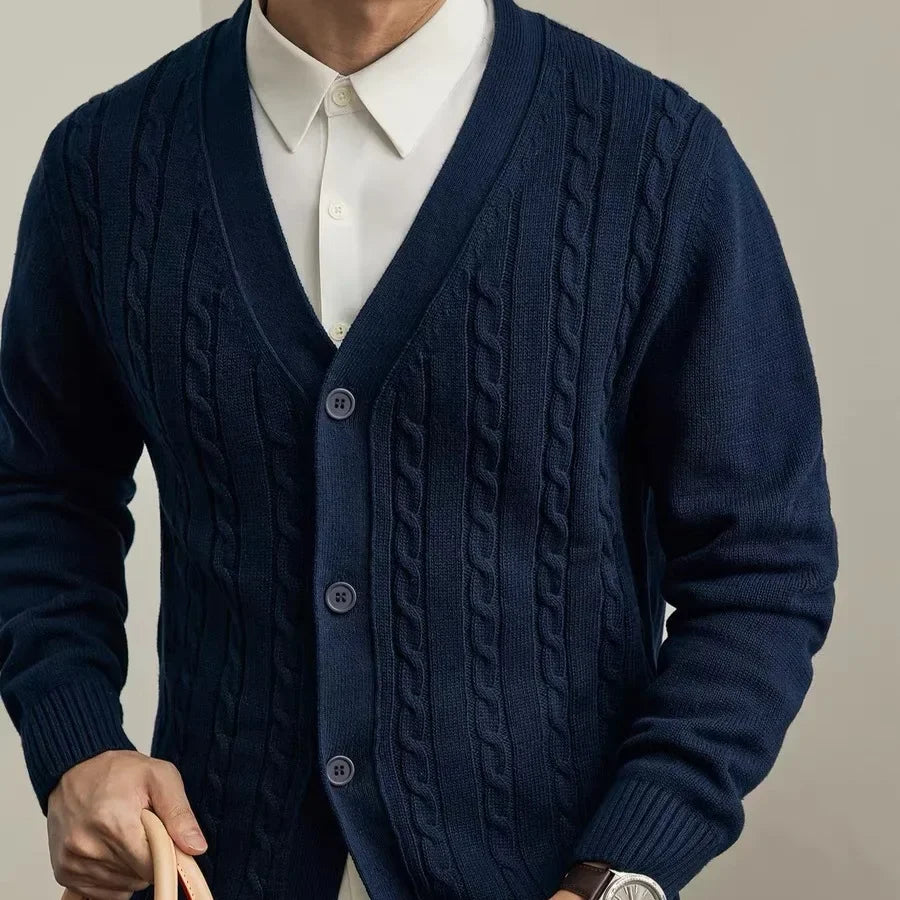 Casual Knitted Sweater Men's Fashion Outerwear V-Neck Autumn New Style American Trendy Brand Knit Cardigan Leisure Coat