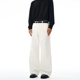 100% Cotton Men's Loose Casual Pants Autumn New Fashion Comfortable Wide-leg Oversized Trousers Streetwear White Khaki Black