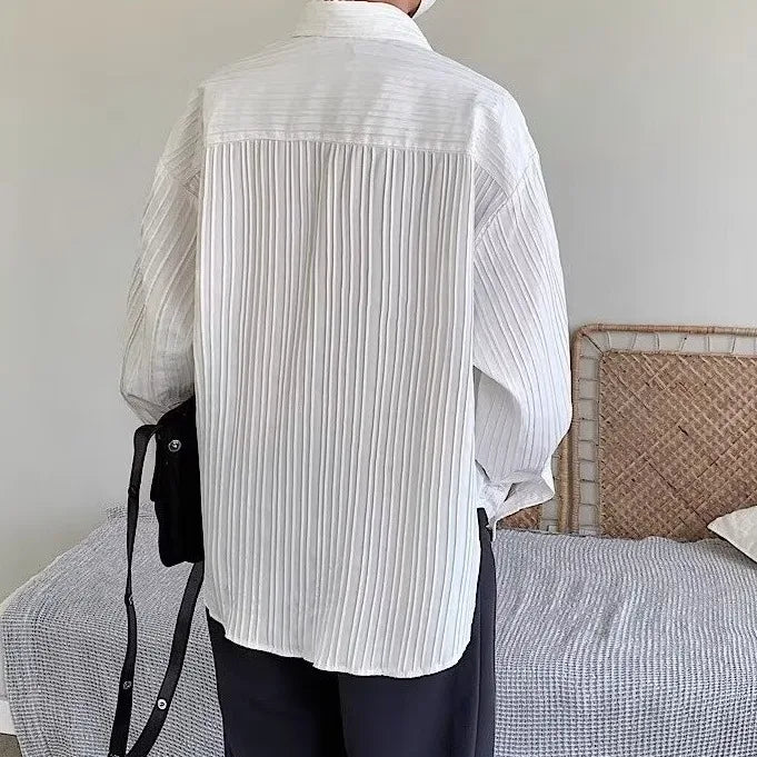 New Men's Casual Blouse Shirt Tops Long Sleeve Tee Shirt Spring Autumn Slanted Placket Vintage Shirts Renaissance Shirt