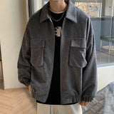 Jackets Men Streetwear Handsome Japanese Corduroy Outwear Solid Large Size BF Loose Classic  New Arrival Popular