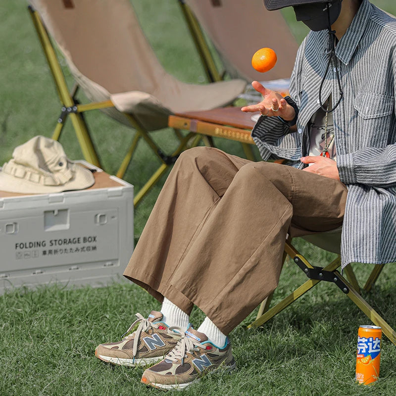 Summer Thin Cotton Pants Men Fashion Retro Casual Pants Men Japanese Streetwear Hip-hop Loose Wide Leg Pants Mens Trousers