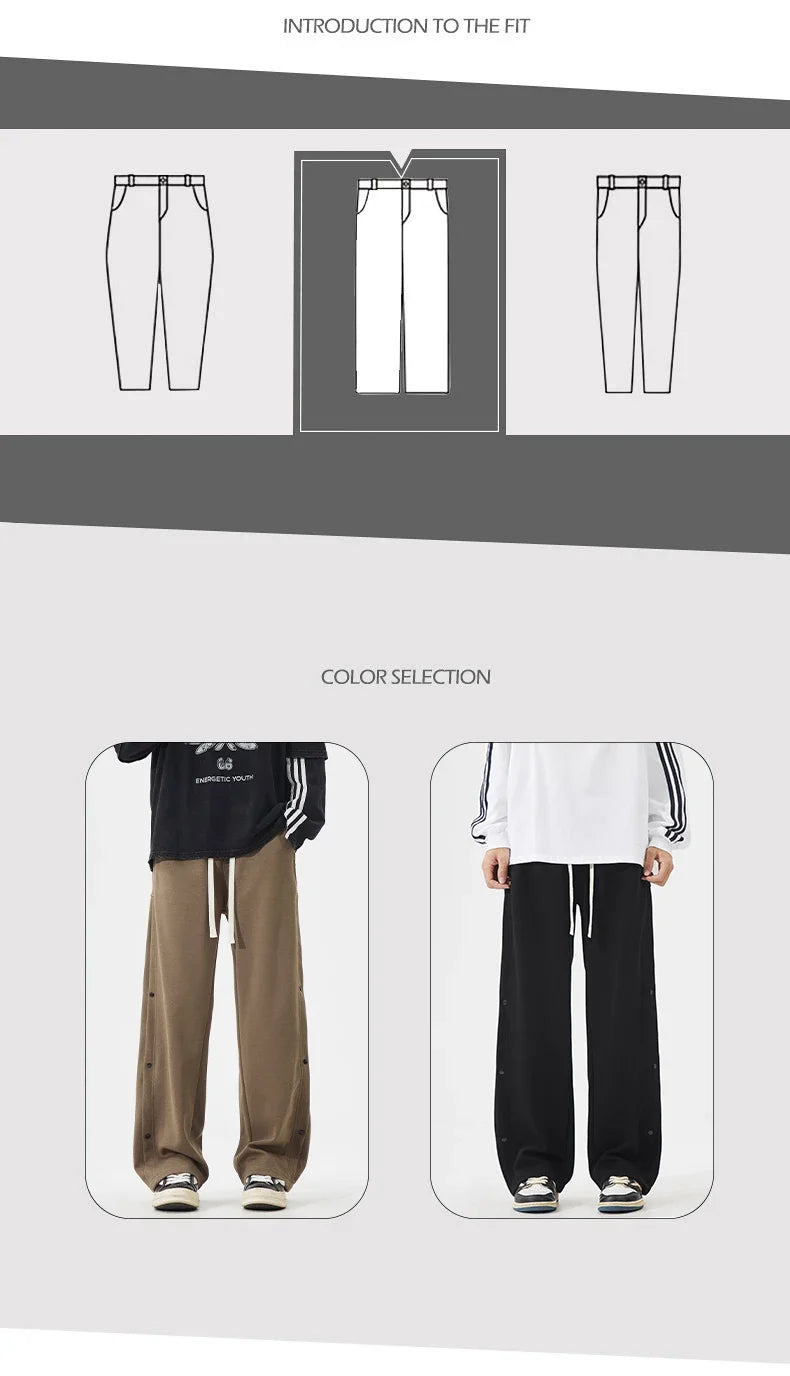 Fashion Men's Baggy Straight Casual Pants Cotton Comfortable Stretch Trousers Sweatpants Joggers Classic Black Khaki Male Clothe