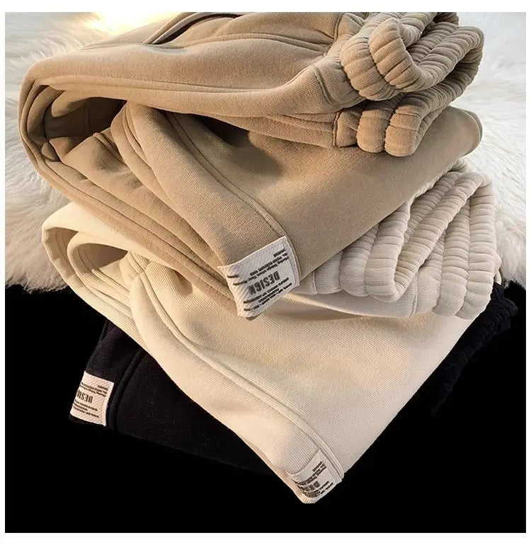 Korean style autumn and winter men and women street personality loose wide leg bound sports pants couple simple casual pants