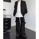 American Niche Fashion Wide-leg Pants Men's Design Dark and Handsome Elastic Waist Trousers Draped Straight-leg Floor Trousers