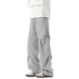 Mens Casual Pants Loose Fit Joggers Patchwork Pleated Trousers Trendy Elastic Waist Outdoor Sports Streetwear Hip Hop Trousers