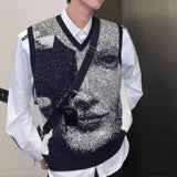 Autumnr and Winter Sleeveless Waistcoat High Quality Sweaters Male Korean Fashion Harajuku Top Streetwear Y2k Men's Knitted Vest