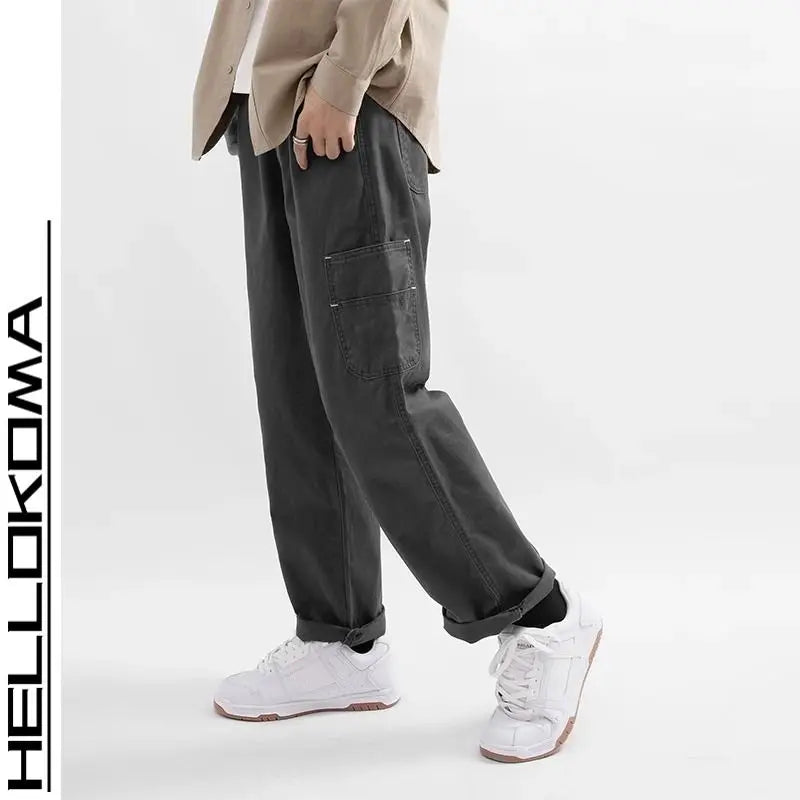 American High Street Work Pants Spring Autumn New Men's Trousers Straight Japanese Fashion Trend Retro Casual Work Pants Chic