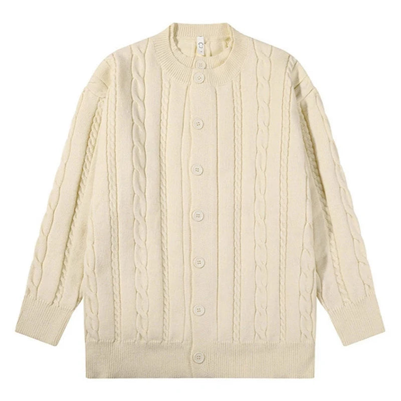 Korean Fashion Men Cardigan Light Luxury Knitted O Neck Long Sleeve Sweater Coat Autumn  Premium Quality Jacquard Knitwear M-3XL