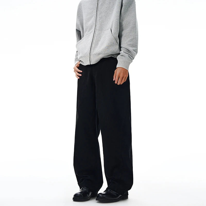 100% Pure Cotton Wide-leg Pants Men's Autumn New Oversized Comfortable Loose Casual Trousers Brown White Fashion Streetwear