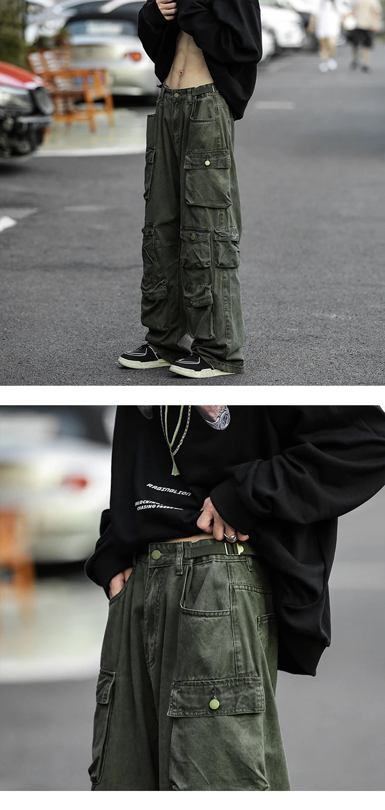 Japanese Multi-pocket Work Pants Men's Autumn Trendy Loose Straight Casual Pants Hip-hop Retro Design Trousers Aesthetic Chic