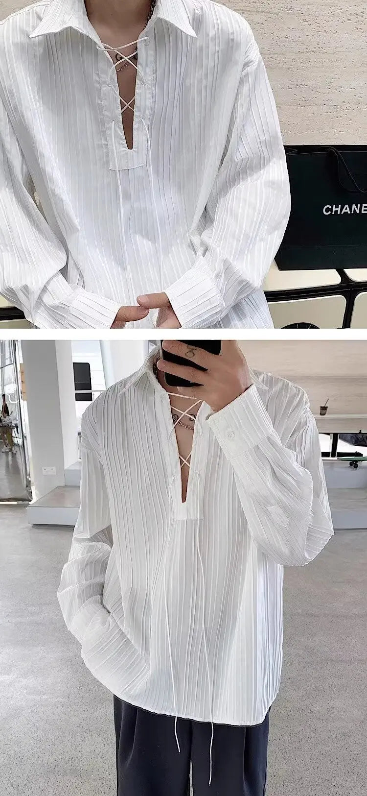 New Men's Casual Blouse Shirt Tops Long Sleeve Tee Shirt Spring Autumn Slanted Placket Vintage Shirts Renaissance Shirt