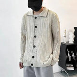 Fashion Casual Lazy Style Hole Knitted Sweater Cardigan Men Autumn And Winter Trend High-End American Street Retro Y2k Jacket