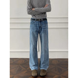 Autumn jeans Mens Classic Straight Leg Jeans Blue Washed Denim Trousers Wholesale Fall Fashion Casual Pants