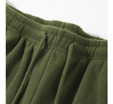 Double-sided Fleece! Retro Military Green Straight-leg Pants Women Loose Thickened Warm Drawstring Casual Wide-leg Pants Men