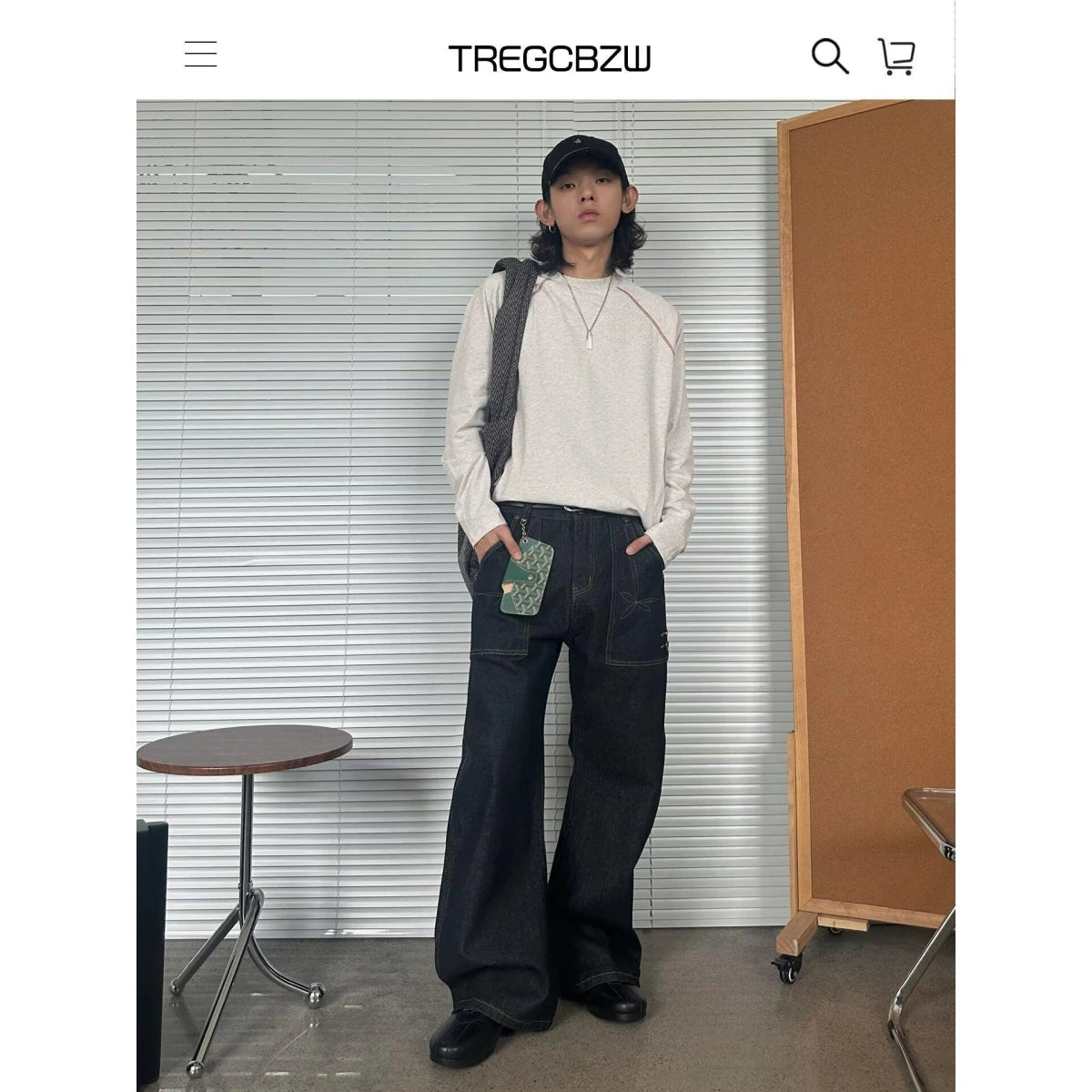 JEANS MEN Black Straight Leg Mens Jeans Novel Pocket Design Front Patch Denim Pants Trendy Fashion Casual Trousers Hot Sale 2025