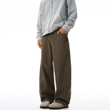 100% Pure Cotton Wide-leg Pants Men's Autumn New Oversized Comfortable Loose Casual Trousers Brown White Fashion Streetwear