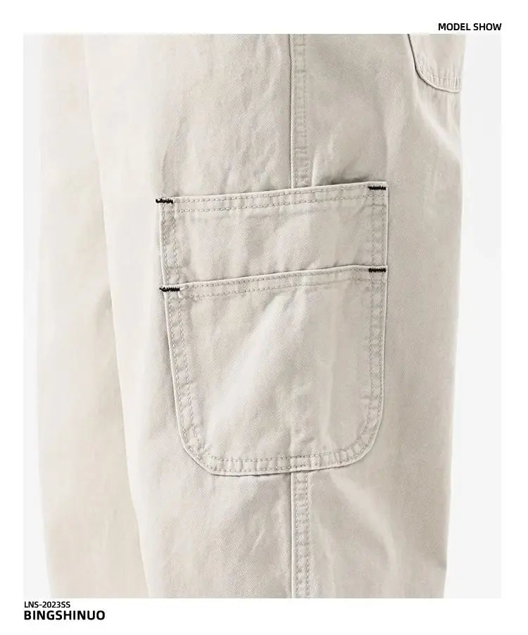 American High Street Work Pants Spring Autumn New Men's Trousers Straight Japanese Fashion Trend Retro Casual Work Pants Chic