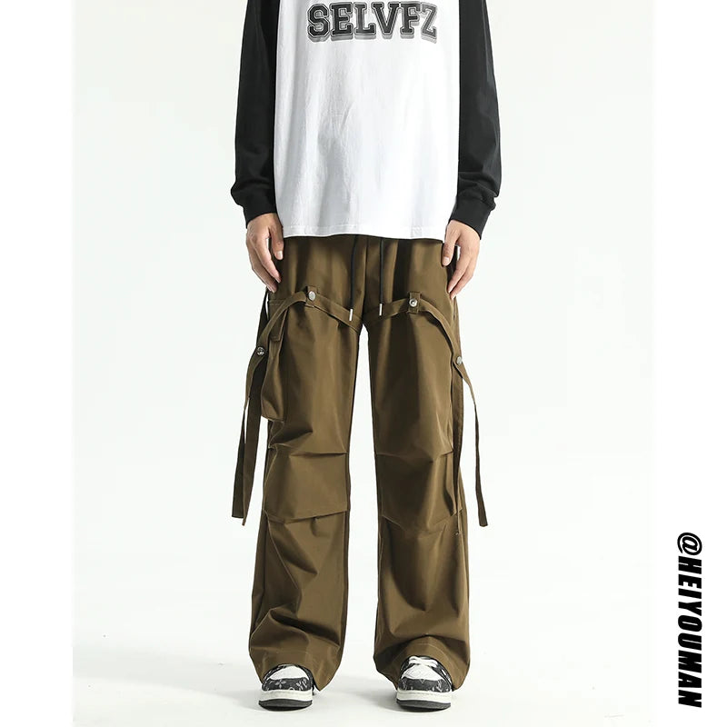 New Cargo Pants Baggy Straight Oversize Trousers Fashion Wide Leg Pockets Black Joggers Trousers Y2k Streetwear Clothing