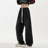 New Men's Jeans Washed Jeans Pants Unisex Drawstring Denim Pants Male Streetwear Korean Straight cylinder loose Cowboy Trousers