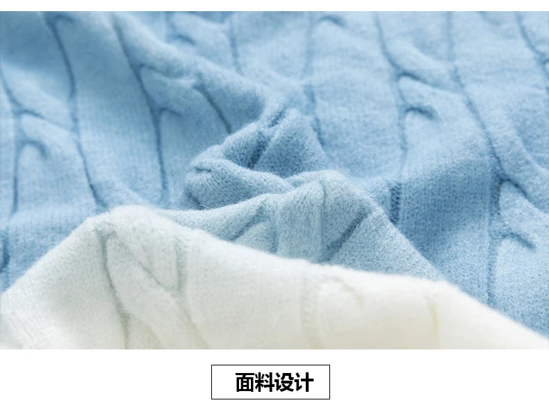 Korean Gradient Knitwear Loose Chunky Twist Knit Pullover 2024 New Round Neck Sweater Autumn Winter Warm Couple Tops