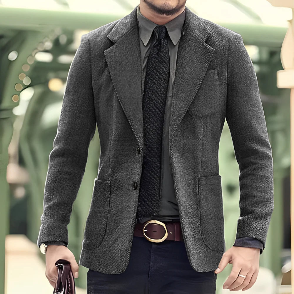 Men's Blazer 2 Button Classic Herringbone Jacket Steampunk Style Outerwear Winter Youth Clothes Suit for Men