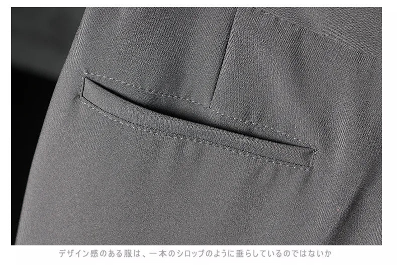 New Fashion Male Suit Pants Light Luxury Draped Cropped Button-down Business Casual Pants Premium Slim-fit Elegant Dress Trouser
