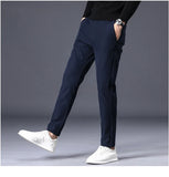 Winter Warm Fleece Men's Business Casual Pants Stretch Slim Fashion Korean Thermal Trousers Classic Simple Male Plush Clothes