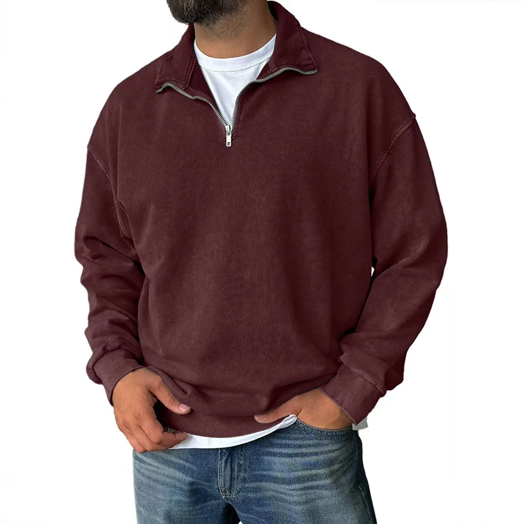 2025 New Autumn Fashion Design Polo Neck Sweatshirts For Men Casua Social Wear Clothes Quality 100% Cotton Tops Mens Sweatshirts