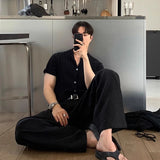 New Japanese Retro Men Casual Pants Luxury Draped Wide Leg Leisure Solid Color Straight Trousers High Quality Elegant Sweatpants