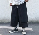 Cargo Pants Men High Street Loose Spring Autumn Ankle-length Oversize Comfortable Japanese Style Culottes Trousers Solid Color