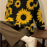 Sweater Winter Sunflower Warm Baggy Fashion Male O-Neck big Pullovers Sweater Men Loose Casual Sweater Thick Knitted Unisex
