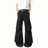 Men Loose Fit Cargo Pants Workwear Trousers Multi Pocket Outdoor Casual Joggers Streetwear Hip Hop Drop Crotch Trousers for Men