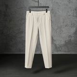 New Fashion Male Suit Pants Light Luxury Draped Cropped Button-down Business Casual Pants Premium Slim-fit Elegant Dress Trouser