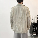 Fashion Casual Lazy Style Hole Knitted Sweater Cardigan Men Autumn And Winter Trend High-End American Street Retro Y2k Jacket