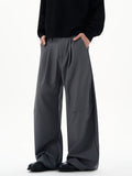 Autumn Men's Loose Suit Pants Commuting Business Casual Classic Gray Black Wide Legs Trousers Oversized Simple Style Clothes