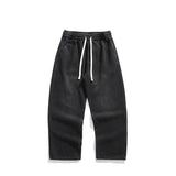 New Men's Jeans Washed Jeans Pants Unisex Drawstring Denim Pants Male Streetwear Korean Straight cylinder loose Cowboy Trousers