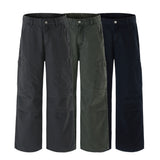 American Loose Straight Cargo Pants Men's Fashion Streetwear 100% Cotton Vintage Large Pocket Loose Casual Wide-leg Trousers