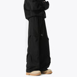 Mens Casual Pants Loose Fit Joggers Patchwork Pleated Trousers Trendy Elastic Waist Outdoor Sports Streetwear Hip Hop Trousers