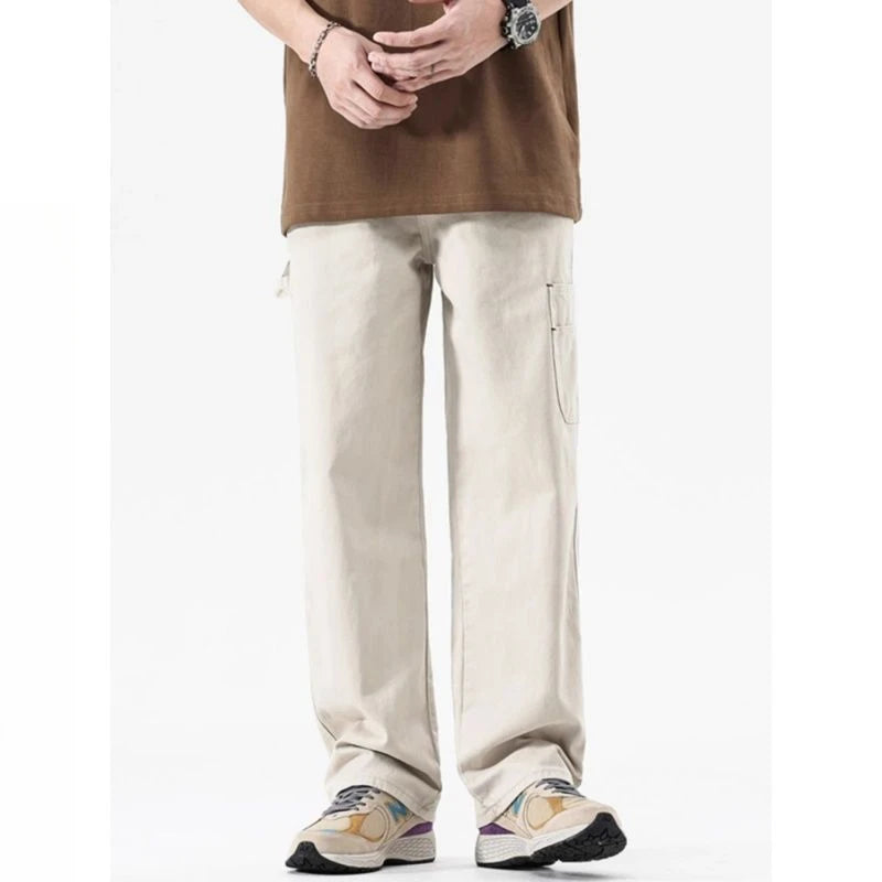 American High Street Work Pants Spring Autumn New Men's Trousers Straight Japanese Fashion Trend Retro Casual Work Pants Chic