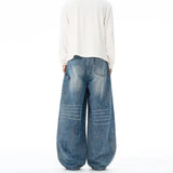 Multi-pocket Loose Wide-leg Jeans Men's Cotton Vintage Washed Denim Pants Hip-hop Fashion Y2K Streetwear Autumn Casual Trousers