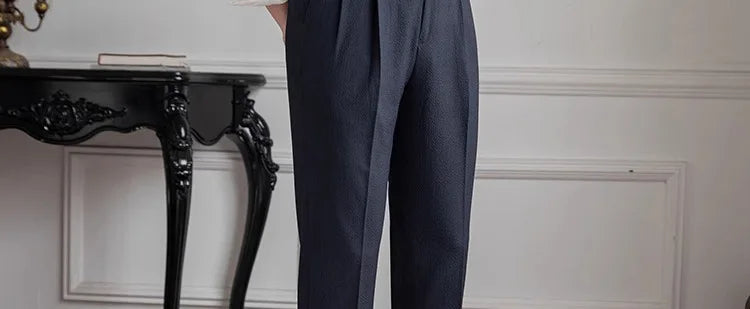 Light Luxury Men's Naples Draped Suit Pants Casual Solid Color Straight Premium Quality Dress Pants Wedding Banquet Business