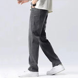 Men Comfortable Lyocell Fabric Thin Jeans Male Baggy Straight Leg Casual Denim Pants Trend Brand Daily Wide Leg Draping Trousers