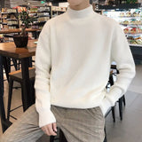 Autumn Winter New Fashion Long Sleeve Half High Collar Solid Pullovers Men's Clothing All-match Knitting Korean Simplicity Top